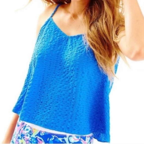 Lilly Pulitzer Women’s Aletta Lapis Blue Texturized Tank Camisole Top Size XS - Picture 6 of 6